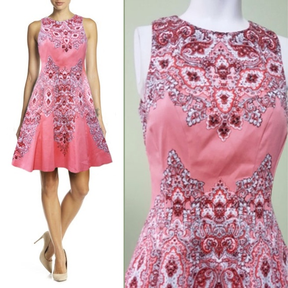 Maggy London Dresses & Skirts - Maggy London Paisley Coral Dress Fit & Flare